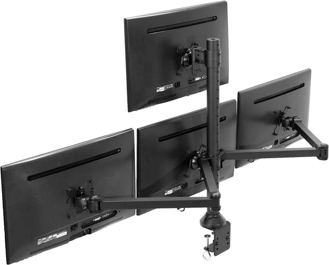 Steel Quad Led LCD Monitor Heavy Duty Desk Mount 3 plus 1 Adjustable Stand