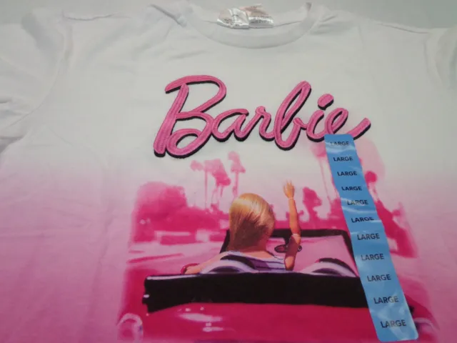 Barbie The Movie  Pink & White  T-shirt  Women's Size Large   NEW