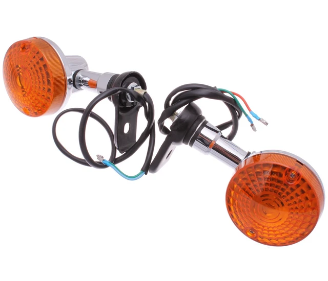 2x Blinker Gelb Chrom Hinten Rechts und Links für SUZUKI GN 125 Blinkleuchte E4