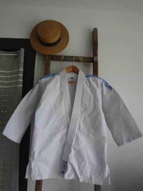 Adidas 150Cm Kimono Veste Judo Ff Maillot Tenue Sport Neuf Bleu Clair  Kimono /