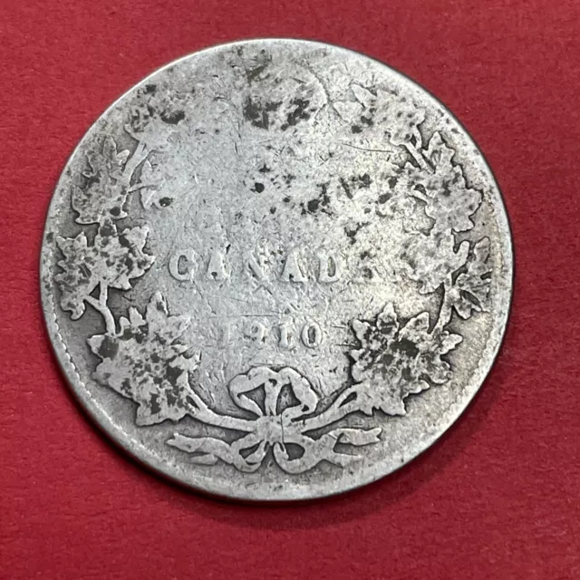 Canada 1910 25 Cents Quarter King Edward Vii Canadian Sterling Silver Coin
