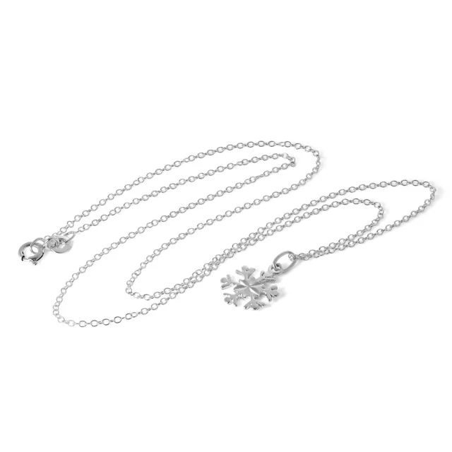 Sterling Silver 18 Inch Diamond Cut Snowflake Necklace Pendant Winter Chain 3