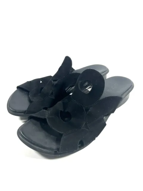 Arche Black Nubuck Leather Slip On Low Heel Sandals Women's EUR 38