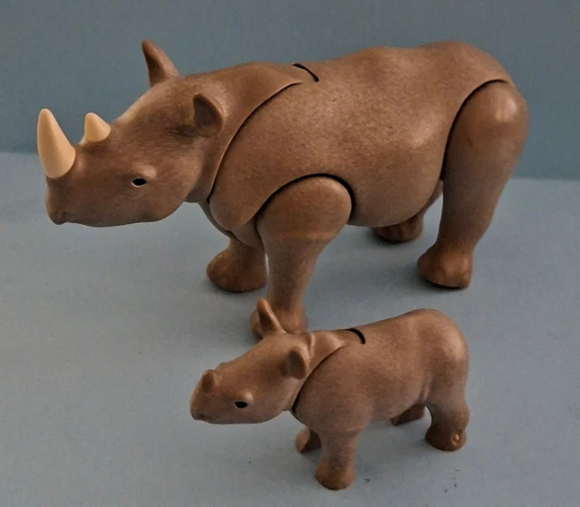 Figurine Playmobil Rhinocéros Gris Animal Safari Zoo - Occasion Lâche