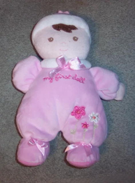 Child Of Mine Carters Pink My First Doll Rattle Flowers Hat Cap Plush 8" VGUC