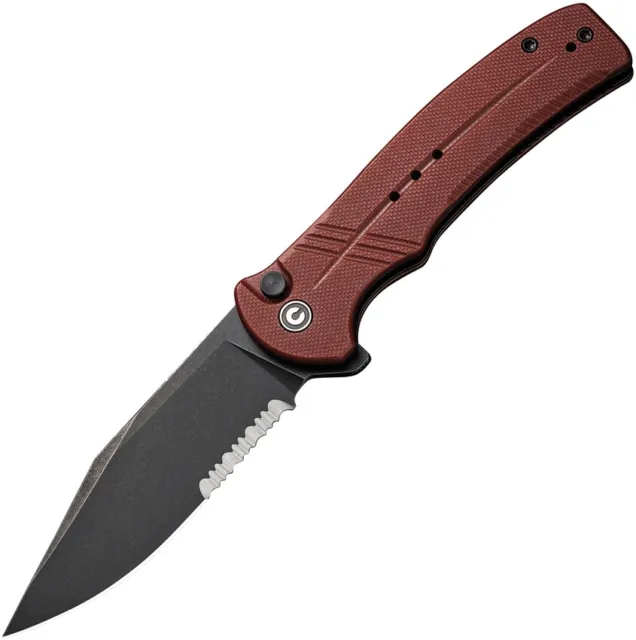 Civivi Cogent Folding Knife Burgundy G10 Handle 14C28N Half Serrated C20038E-2