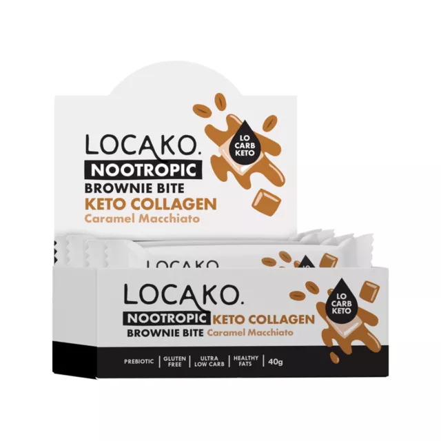 ^ Locako Nootropic Keto Collagen Brownie Bite Caramel Macchiato 40g x 15 Bars