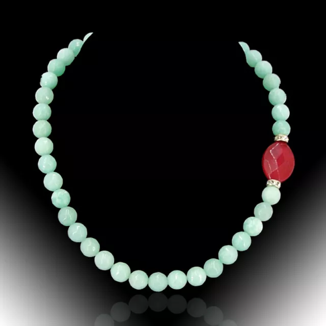 BAILYSBEADS edle designer Larimar-Kette Halskette Collier mit Rubin neu Gt22