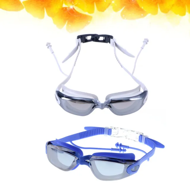 2 PCS Swimming Glasses Anti-fog Lens Solid Color Adjustable