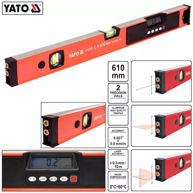 Punkt-Kreuzlinien-Laser Wasserwaage Profi Präzisions digitale LCD-Display 60 cm