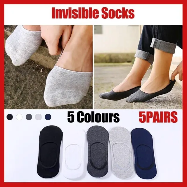 5 Pairs Men Women Invisible Low Cut No Show Footlet Socks Cotton Rich No-Slip AU