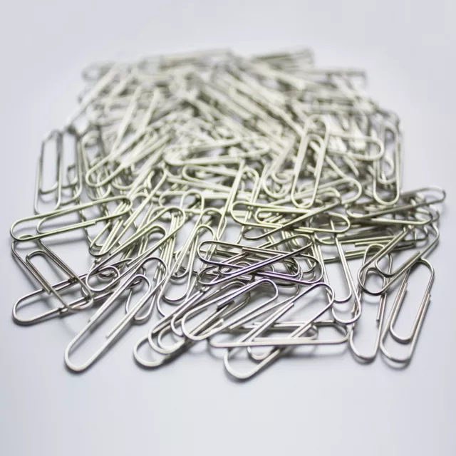 Paper Clips, Office Filing Docs Paperwork, silver polished metal, no tear,  33mm