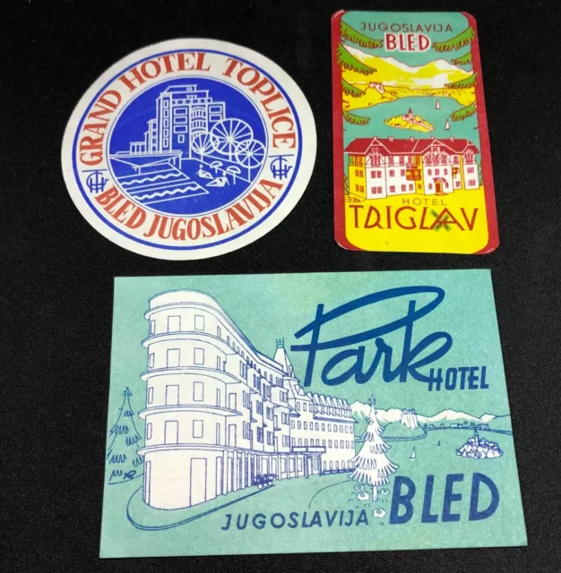 Slovenia Yugoslavia Luggage Labels Hotel Bled Bohinj Ljubljana Rogaska Portoroz 2