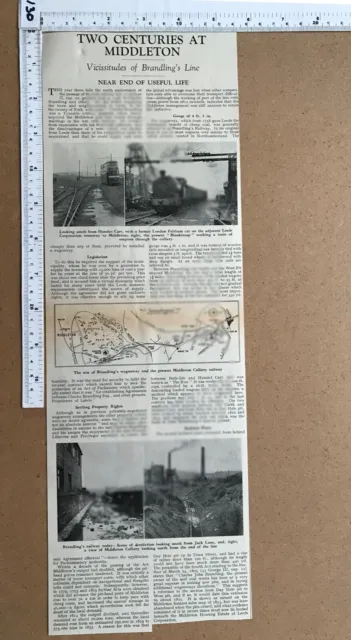 Two centuries at Middleton Colliery railway Brandling's Line press cutting 1958