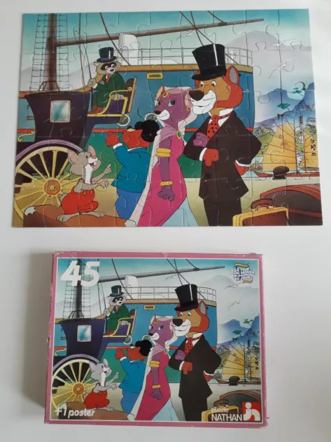 Vintage - Puzzle 45 pièces de 1985 Nathan Tour du monde en 80 jours + 1 poster