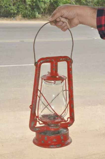 Vintage Iron Chalwyn Pilot Unique Red Painted Kerosene Lantern