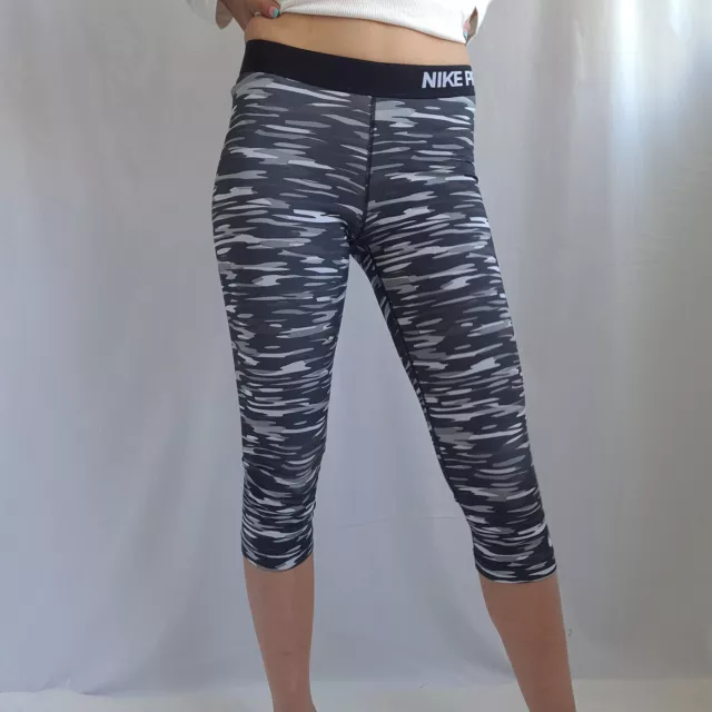 Leggings Nike Pro Mujer Talla S Camuflaje Longitud 3/4 Capri Cropped Camo Sport