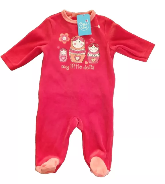 Bébé Rêve:pyjama de noël rouge orange, bébé fille,naissance,50 cm pas 3 mois!
