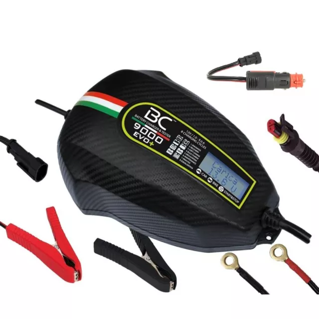 Mantenitore Caricabatteria Bc 9000 Evo+ 200Ah Moto Connettore 12V Gratis