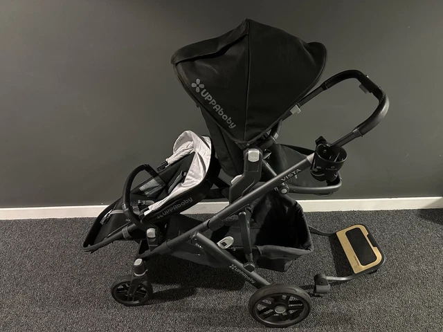 Uppababy Vista Jake ( All Black 2019) Double Rumble Seat, Bassinet, Buggy Board