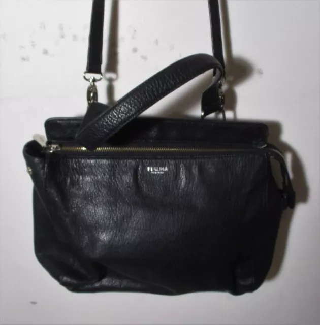 Women's PERLINA New York Black Leather Handbag Purse