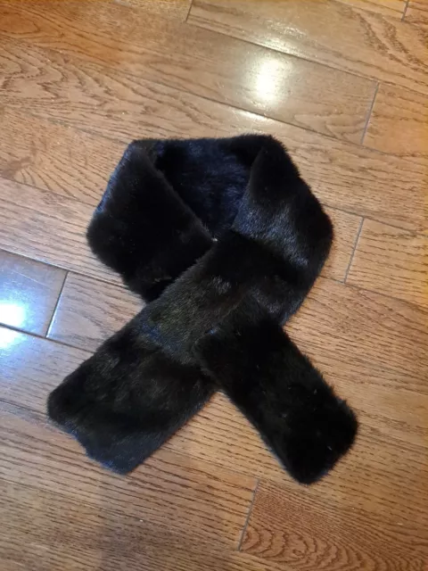 Mink Fur Stole Black Meck Wrap.  Genuine Fur 38" Self Linking