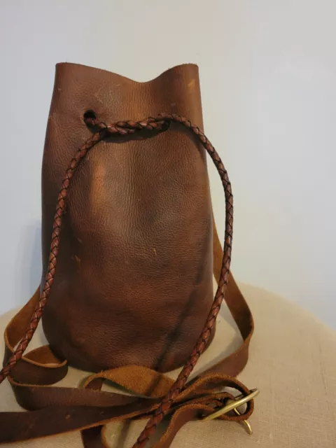 Leather Drawstring Bucket Bag