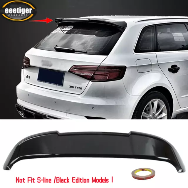 Fit For Audi A3 S3 8V 5Dr Gloss Black Rear Roof Spoiler Top Wing Lip 2013-2020