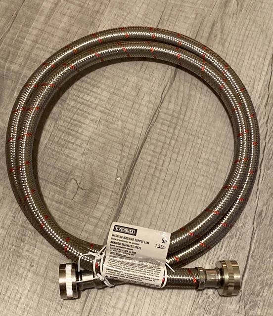 NEW Everbilt 1001274431 5' 3/4" FHT Stainless Steel Washing Machine Supply Line