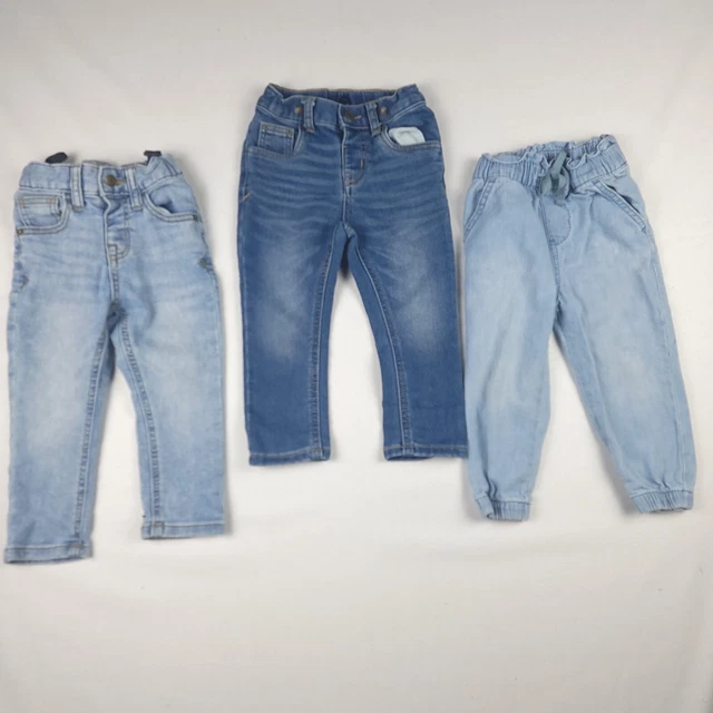 Lot of 3 Cat & Jack Pants Toddler Girls 2T Jegging Stretch Dark and Light Blue
