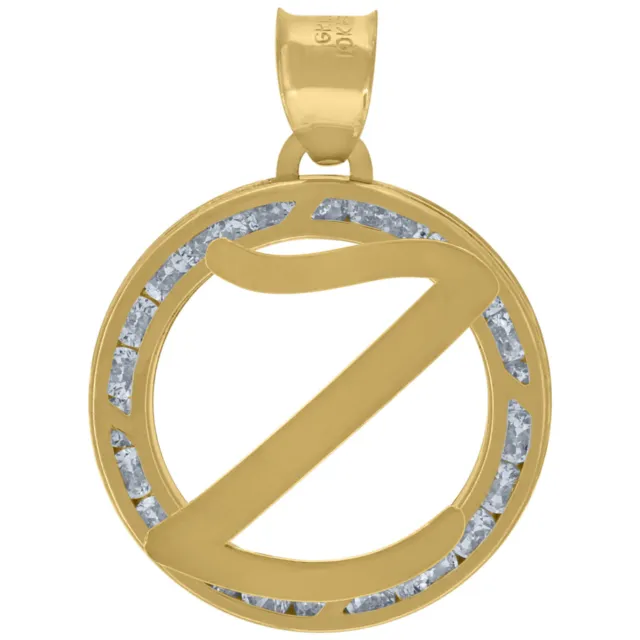 10K Yellow Gold Cubic-Zirconia Initial Letter Z Heart Charm Pendant for Women