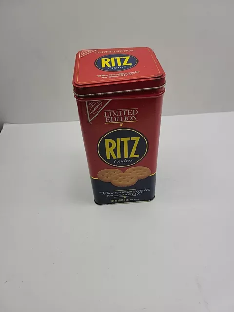 Vintage Empty 1986 Nabisco Ritz Cracker Square Tin Canister Limited Edition