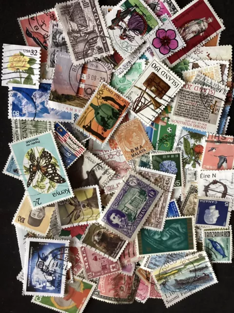 Worldwide. 100+ All Different Stamps From An Old. Collection. Used .