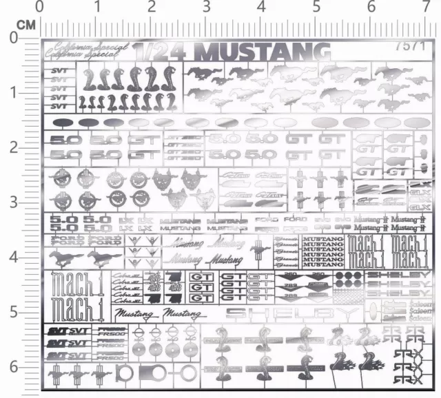 chrome(metal) decals 1/24 Mustang for model kits (silver) 7571D