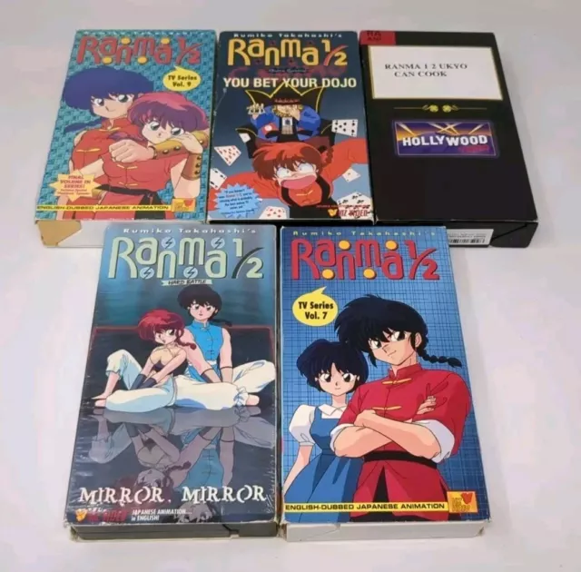 ANIME VHS LOT Ranma 1/2 English Dub 1990s 1997 Ex Rental White Tapes