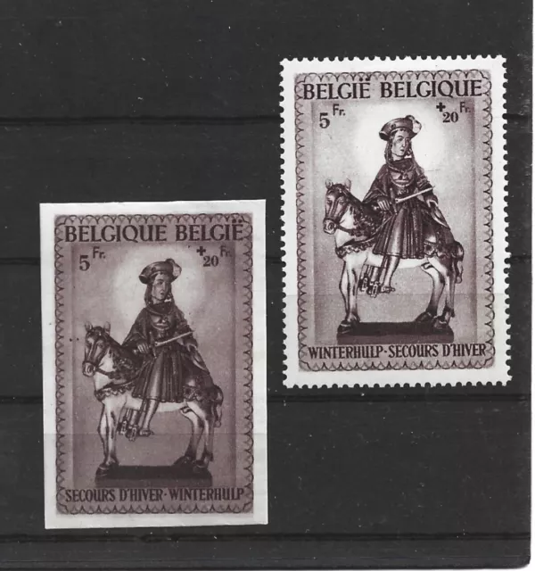 BELGIQUE Lot de 2 TP grand format 592 A et B Neufs X voir descriptif