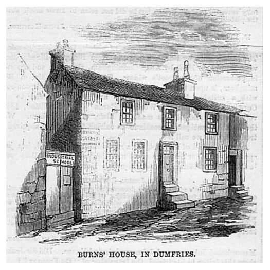 DUMFRIES Robert Burns House - Antique Print 1859