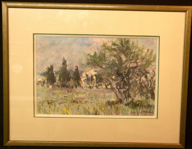 AA Tableau Pastel signé Daniel du JANERAND vieux oliviers référencé certificat