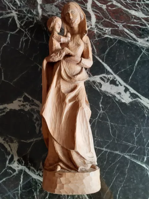 Holzstatue Maria mit Jesuskind Handgeschnitzt