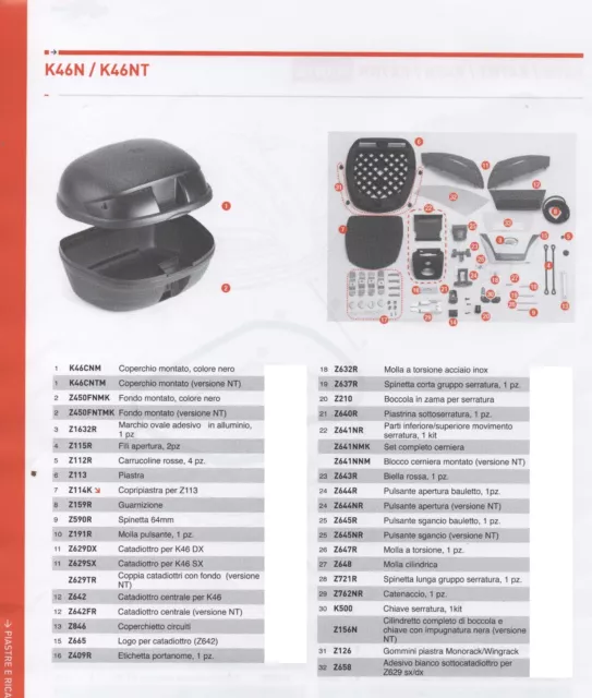 Z126 Ricambio GOMMINI per PIASTRA MONORACK / WINGRACK per Baule KAPPA K46N K46NT