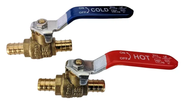 10 Pieces 1/2" Pex Shut Off Ball Valve, Full Port, Lead Free Brass, Hot And Cold