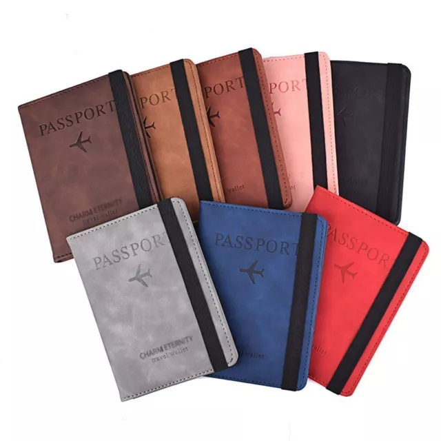 Unisex Leather RFID Blocking Passport Travel Wallet Holder ID Card Cover Case UK