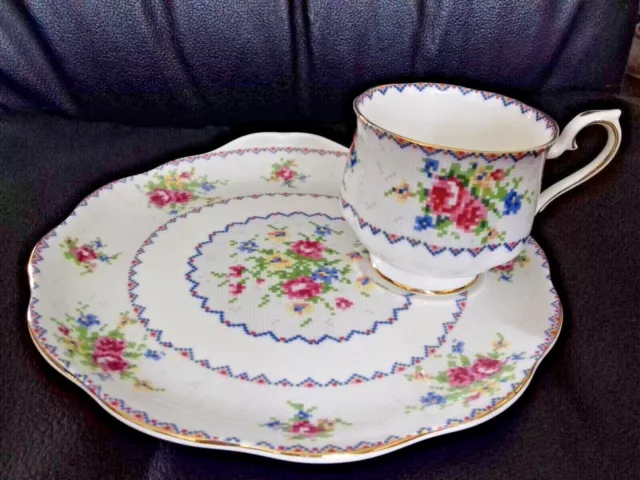 very rare  Vintage Royal Albert Petit Point  Tea Cup and Saucer