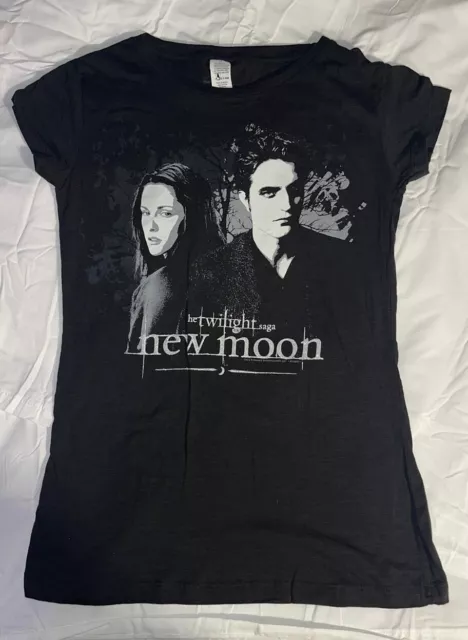 New Moon The Twilight Saga Black Novelty Screenprint Tee TShirt Top Womens Jr XL