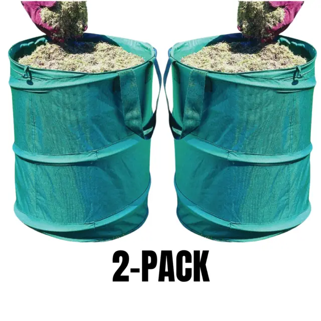 2 X Heavy Duty Large Strong Pop Up Garden Waste Refuse Rubbish Bags with Handle