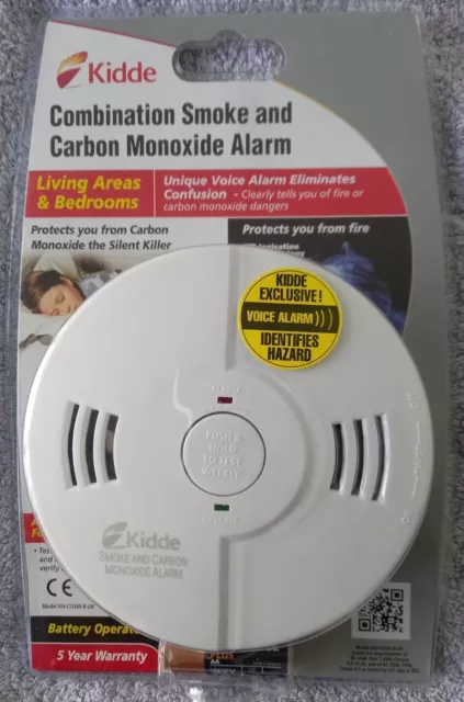 KIDDE.  COMBIATION SMOKE AND CARBON MONOXIDE  (voice)  ALARM.  BATTERY OPERATED.