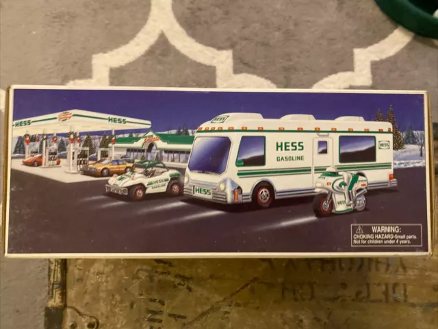 Hess 1998 Toy Truck RV Recreation Van with Dune Buggy and Motorcycle NEW IN BOX