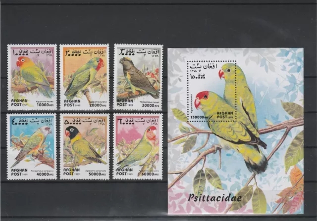 Afghanistan Afghan Post Fauna Parrot Birds MNH set