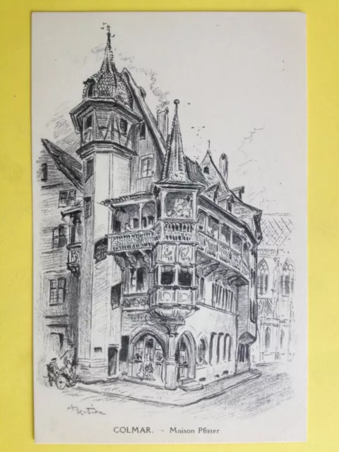 cpa GRAVURE EAU FORTE DESSIN Signée Albert ROBIDA 68 - COLMAR Maison PFISTER