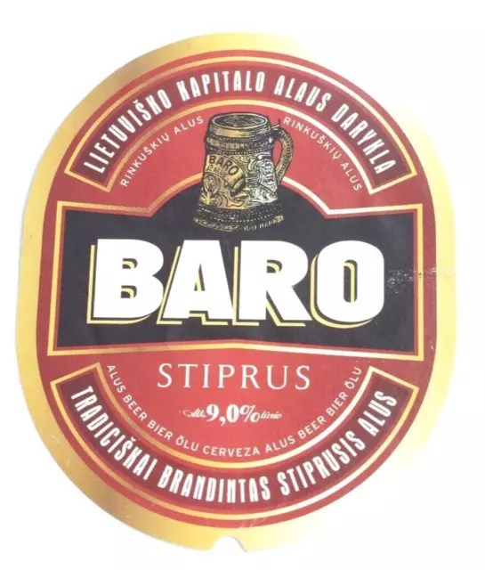 Lithuania Rinkuskiai Baro Strong Beer label Bieretikett